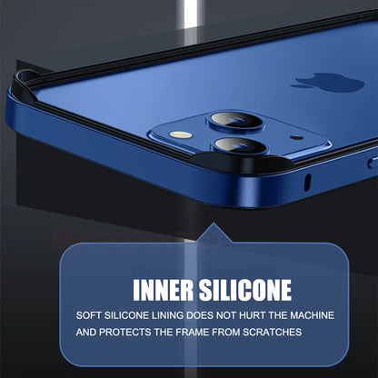 For iPhone 11 12 13 14 15 Plus 16 17 18 Pro Max Bumper Case Hybird Silicone Frame Luxury Light Aluminum Metal For iPhone17 18pro