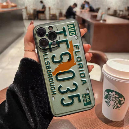 Retro License Plate iPhone Case – Shockproof Full Coverage