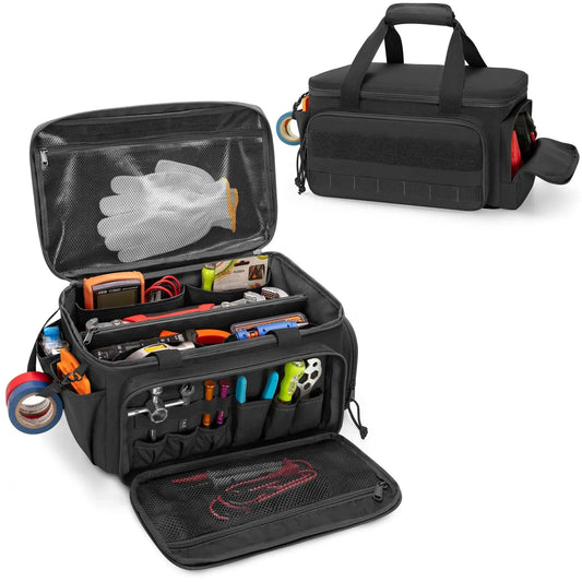 14-Inch Multi-Pocket Tool Bag with Non-Slip Base