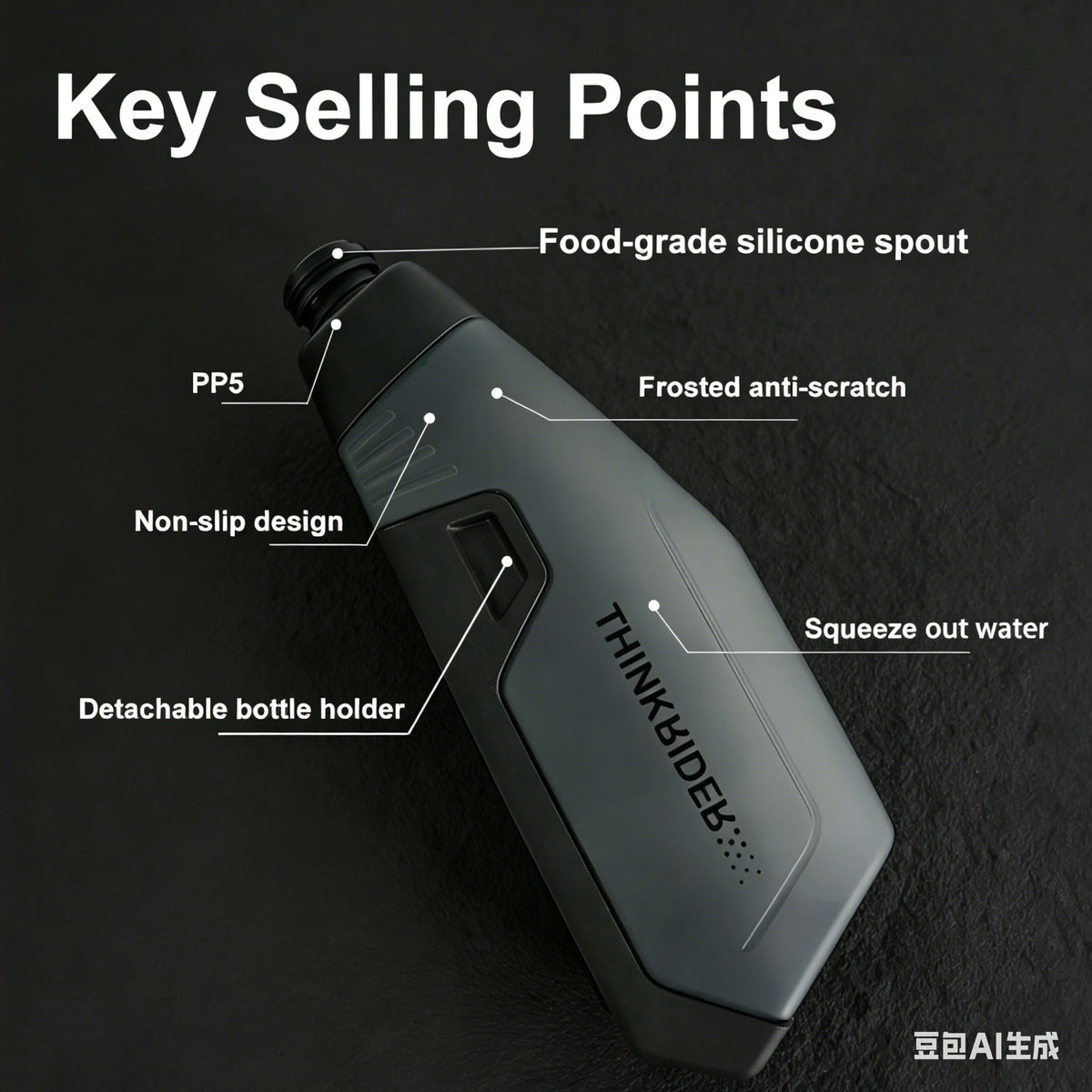 ThinkRider Bicycle 650ml Aerodynamic Water Bottle Bracket Set Bike Water Bottle MTB Road Frame Down Tube Riding Water Kettle