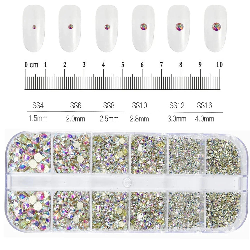 100/50cm Long Luxury Crystal Chain Nail Charms 1.5/2mm Shinying Clear/AB Diamond Nail Art Metal Steel French Manicure Crystal