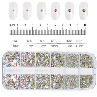 100/50cm Long Luxury Crystal Chain Nail Charms 1.5/2mm Shinying Clear/AB Diamond Nail Art Metal Steel French Manicure Crystal