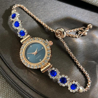 Fashion Rhinestone Women Watches Diamond Flowers Bracelet Ladies Quartz Wristwatch