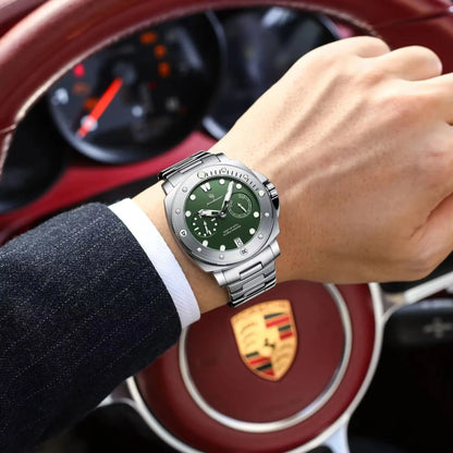 POEDAGAR Luxury Man Wristwatch Top Luminous Waterproof Date Men Clock High Quality Stainless Steel Men's Quartz Watches Male+Box