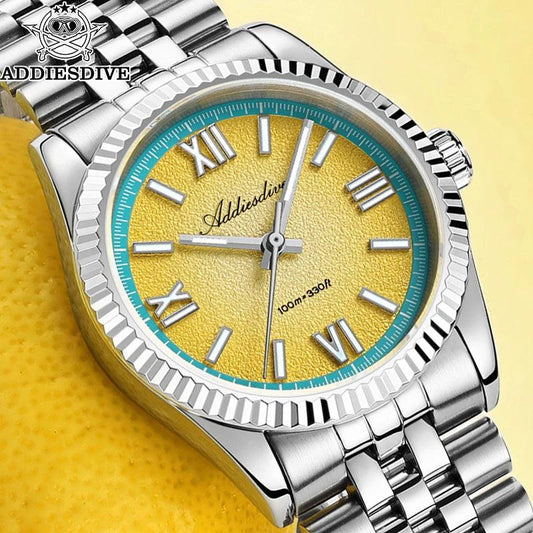 ADDIESDIVE Stainless Steel Quartz Watches For Men AD2535 reloj hombre Colorful Dial Watch Super Luminous Simple Wristwatches