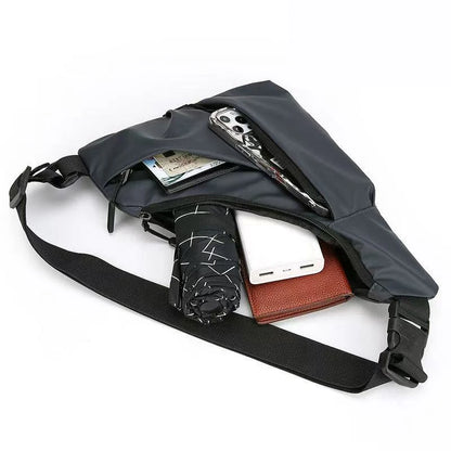 Men's Portable Chest Bag Outdoor Sports Crossbody Bag Lightweight Asymmetrical Thin Waist Pack Suitable for Travel Hiking Daily