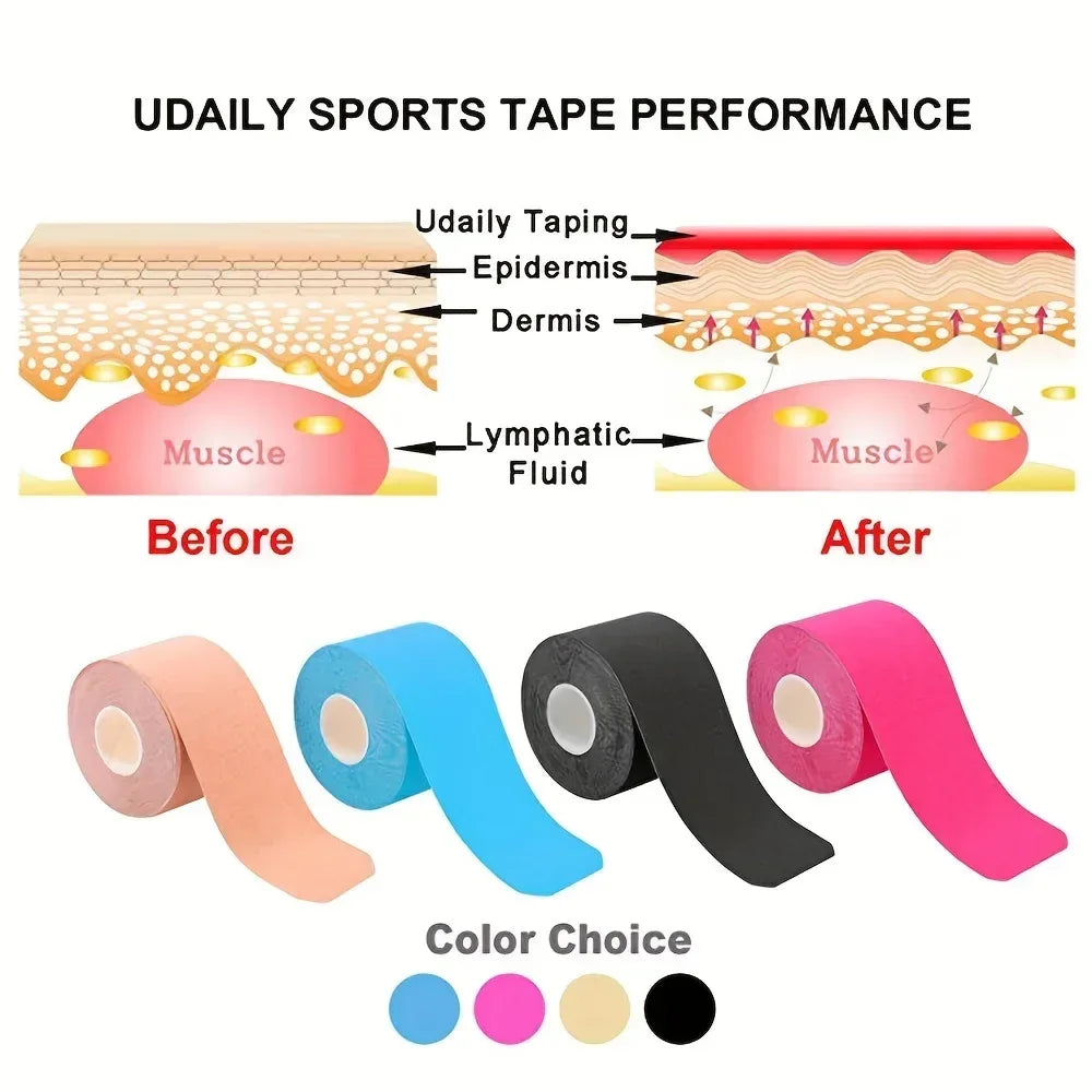Tapes Kinesio Elastic Bandage Knee Pads Tapes Kinesiology Support Pads Locking Sports Self-Adhesive Venda Kinesiotape Bandage ￼ - Urbizia