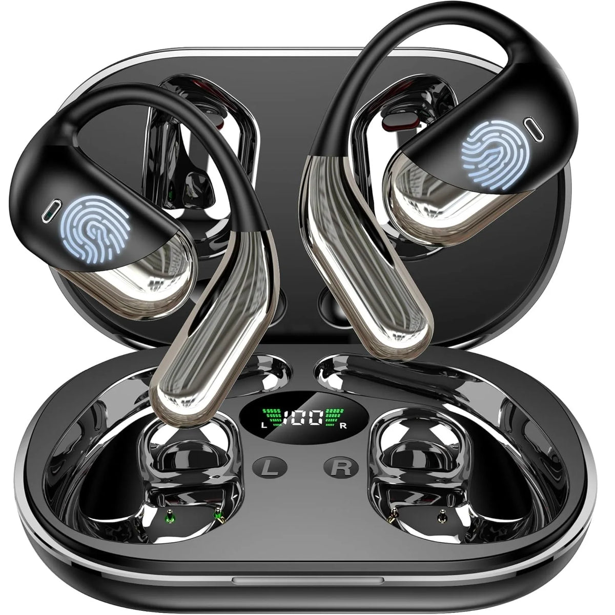 144 Languages AI Translation Earbuds,Bluetooth 6.1 Headphones Translator,Smart Mode Touch Screen Real-Time Earphones Fit Work