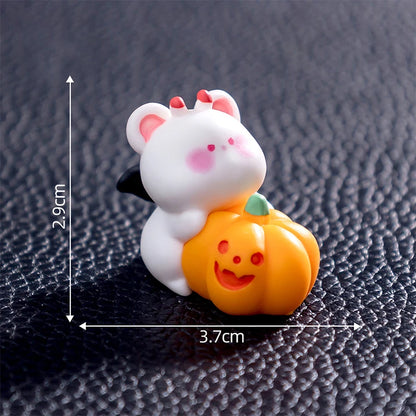 Miniature Halloween Resin Figurines – 3D Horror Raven, Tombstone, Ghost & Skull Ornaments