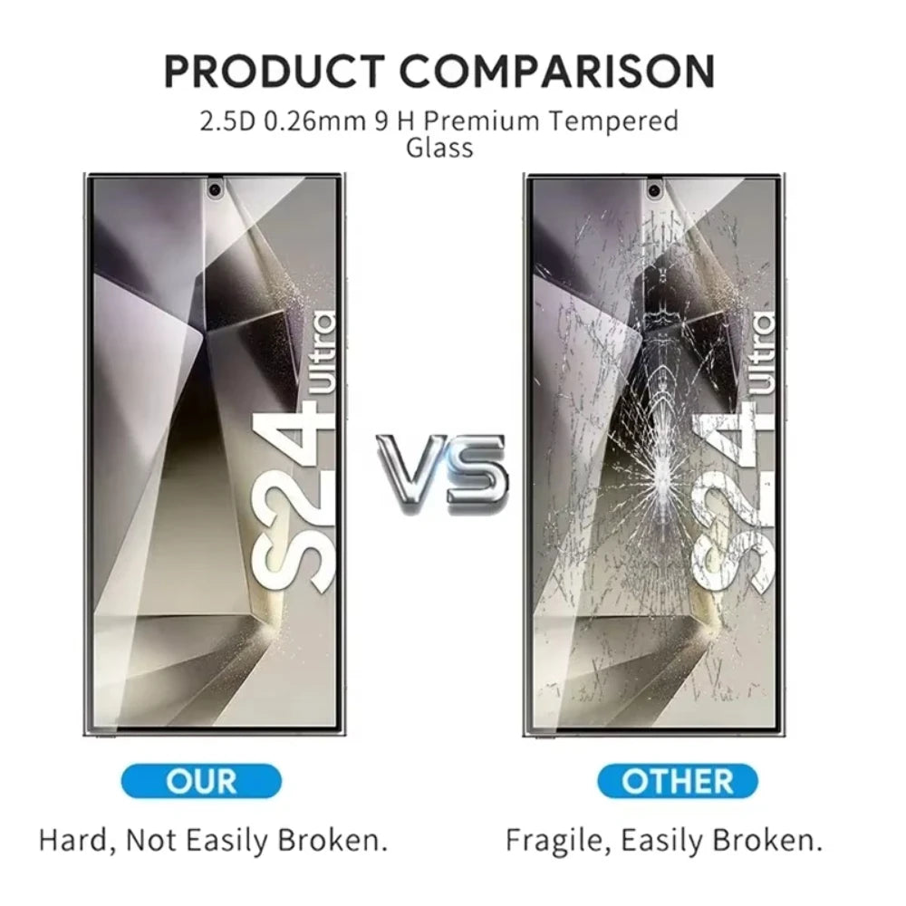 NNBILI 4PCS Full Cover Tempered Glass For Samsung Galaxy S24 S25 S26 Ultra S26 Fingerprint Screen Protector Protective HD Glass