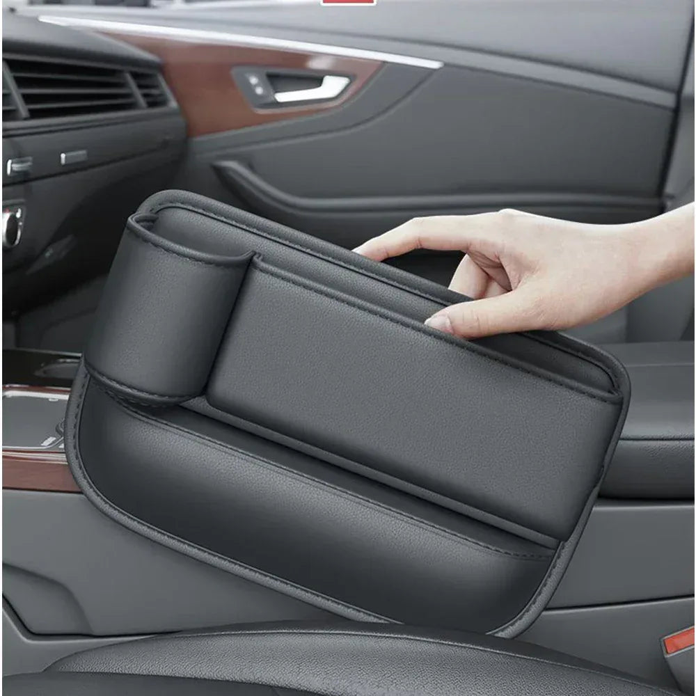 Universal Car Seat Gap Organizer Storage Box Multifunction Leather Crevice Side Storage Pocket Wallet Keys Card with Cup Holder - Urbizia