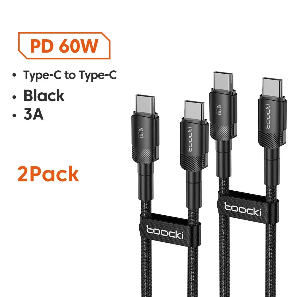 Toocki 100W Type C to USB C Cable PD 3.0 Quick Charge 4.0 Fast Charging Type C to Type C for iPhone 15 Macbook Samsung Xiaomi - Urbizia