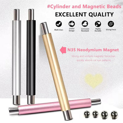 Cat Eye Magnetic Ball With Nail Magnetic Stick Tool Set Double-head Strong Magnet Pen 3D Cat Eye Gel Polish Nail Supplies