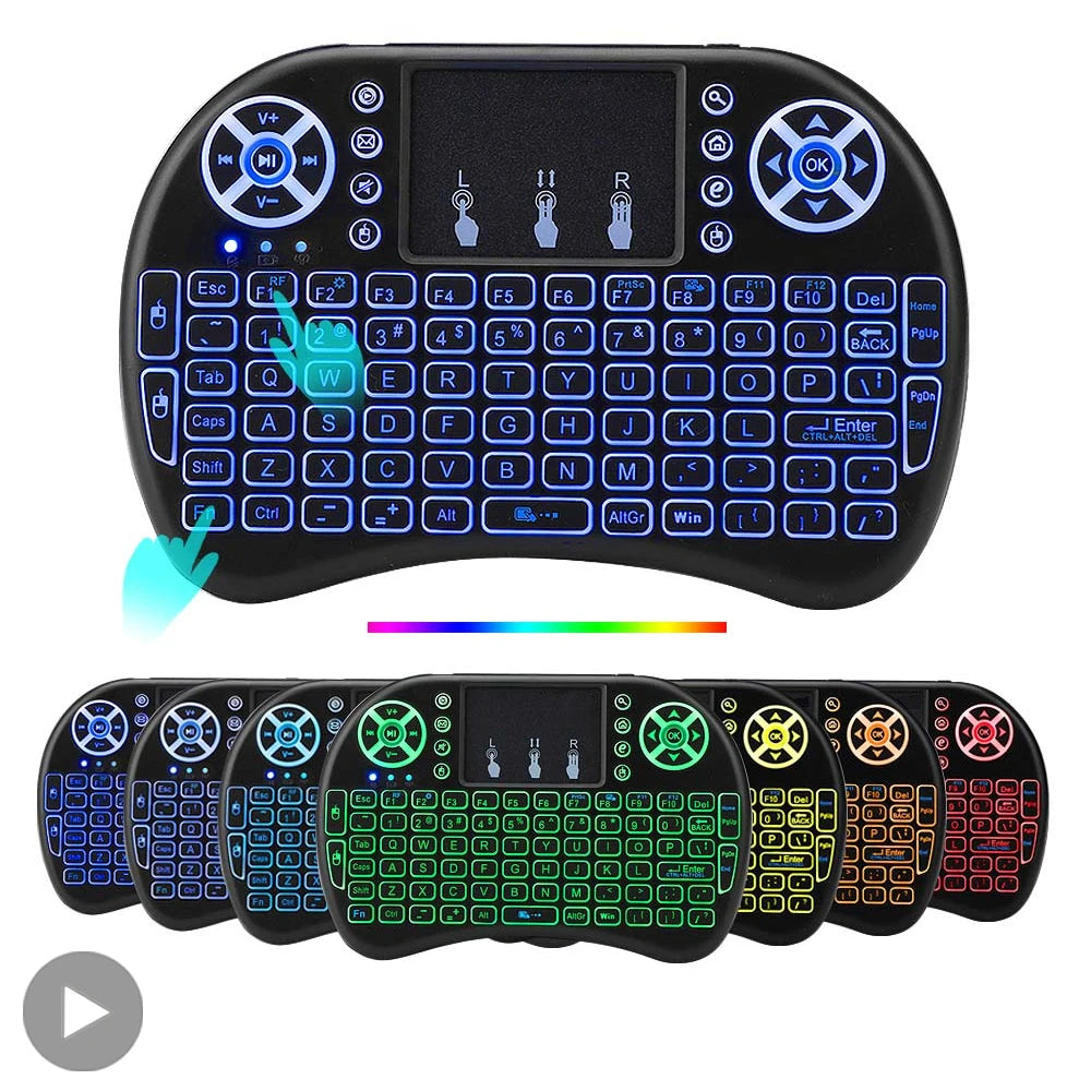 Air Mouse Backlit Mini Wireless Keyboard Azerty Spanish French Portuguese Russian Brazil Language With Touchpad N PC TV Box RGB