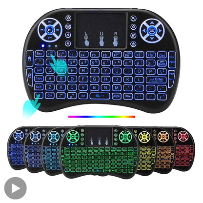 Air Mouse Backlit Mini Wireless Keyboard Azerty Spanish French Portuguese Russian Brazil Language With Touchpad N PC TV Box RGB