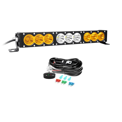 6-54 inch 30-300W LED Bar 4x4 with 12v Wire Harness Kit, LED Light Bar for Offroad Vehicles Trucks ATV, Amber White Fog Light