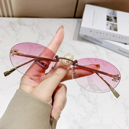 Elegant Diamond Oval Sunglasses Male Letter "F" Rimless Sunglasses  car sunglasses 90902