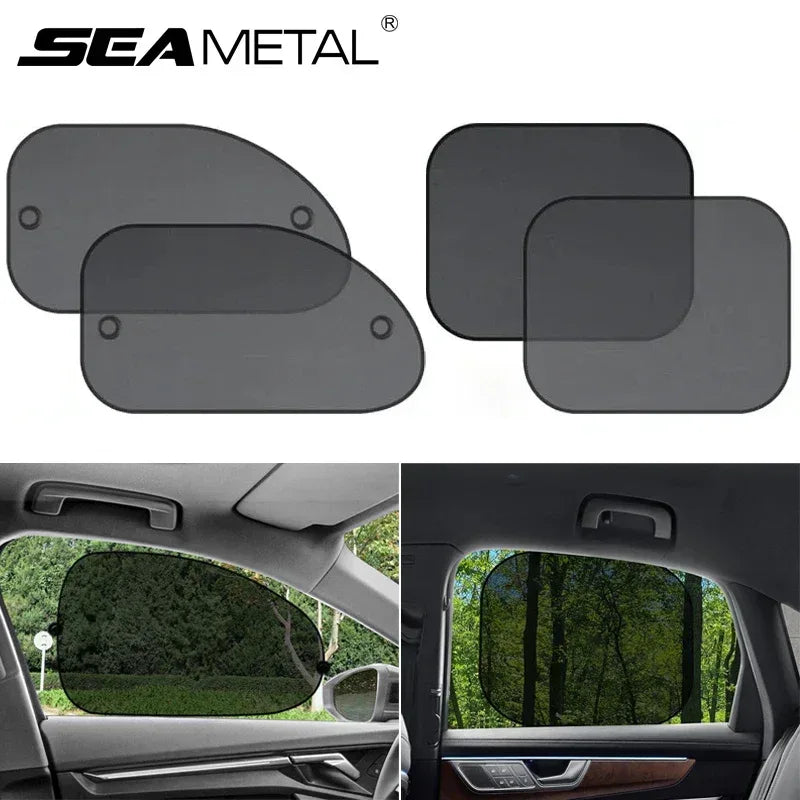 SEAMETAL Car Sun Shade Side Window Curtain Front Rear Window Sunshade Summer UV Blocking Suction Cup Car Sun Protection Curtains - Urbizia