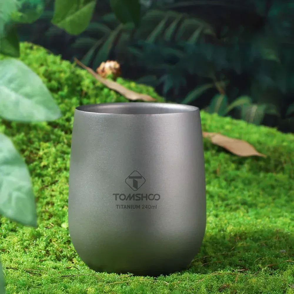 Tomshoo Titanium Cup Insulated Double Wall Drink Cup Outdoor Camping Titanium Water Cup for Camping Hiking Cool Camping Gear - Urbizia