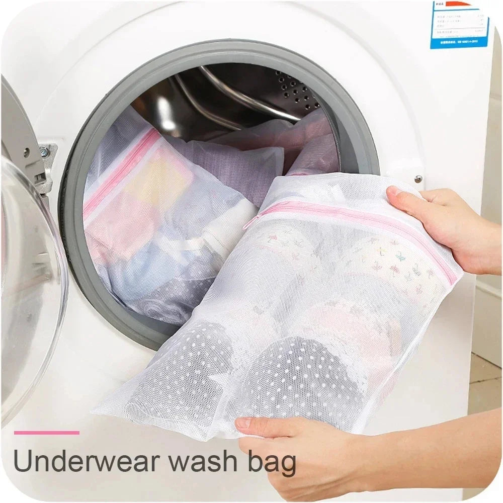 3Pcs/Set Zipped Laundry Bags Reusable Washing Machine Clothing Care Washing Mesh Net Bra Socks Lingerie Underwear Laundry Bags