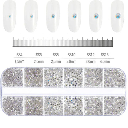 100/50cm Long Luxury Crystal Chain Nail Charms 1.5/2mm Shinying Clear/AB Diamond Nail Art Metal Steel French Manicure Crystal
