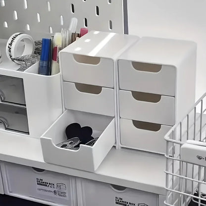 3-Tier Desk Organizer Storage Drawers Is Suitable for Stationery, Jewelry and Cosmetics Storage Portable Partition Box