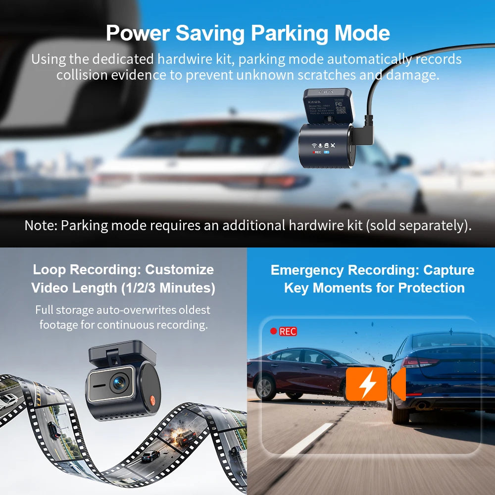 KAWA 4K Front Dash cam MINI 7 Pro,WiFi Car Camera with APP/Voice Control/WIFI6/GPS, AUTO Video Recorder,Dashcam,HDR,Dash camera