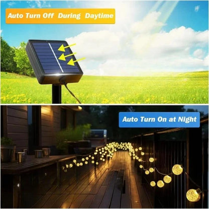 Outdoor Solar Light String LED Crystal Bubble Ball Light Waterproof Multi-mode Solar Courtyard Garden Party Decoration Light