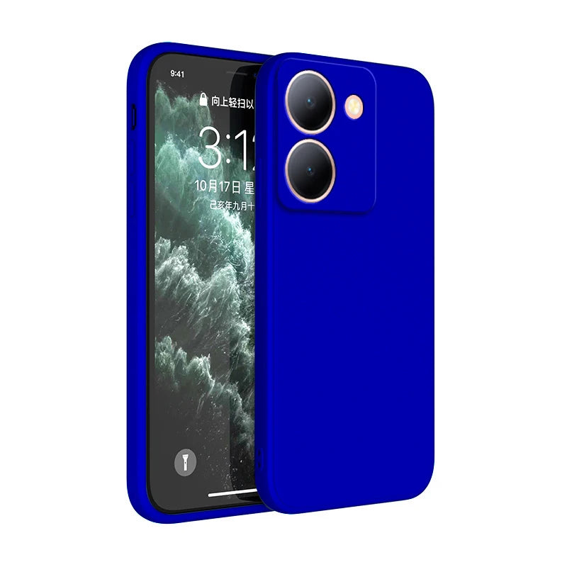 Pure Candy Phone Cover for VIVO Y36 Y27 Y78 4G 5G Luxury Shockproof Original Liquid Silicone Internal Flocking Soft Case Housing