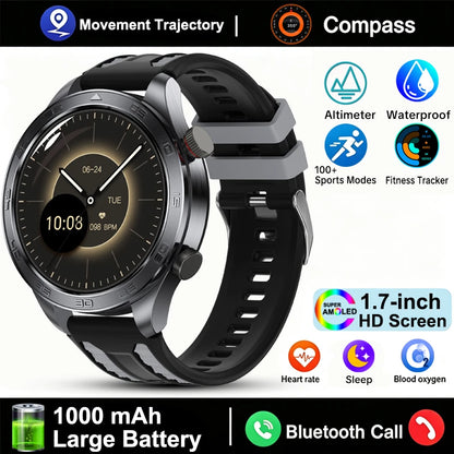 New GPS Track Smart Watch Men AMOLED Screen Outdoor Sports Fitness Heart Rate Compass IP68 Waterproof Bluetooth Call Smart Watch