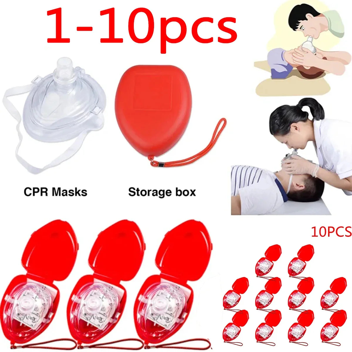Reusable professional emergency cardiopulmonary resuscitation breathing mask to protect rescue personnel with artificial respira