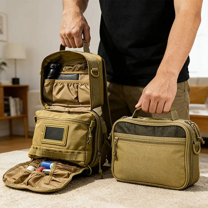 1pc Men's Portable and Durable Tactical Outdoor Bag Made of Oxford Fabric, Toiletries Travel Bag for Short Trips