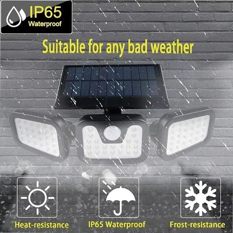STAARICC Solar Lights Outdoor LED High Brightness Solar Motion Sensor Light 3 Heads 270° Wide Angle Illumination IP65 Waterproof