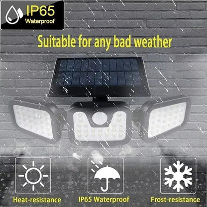 STAARICC Solar Lights Outdoor LED High Brightness Solar Motion Sensor Light 3 Heads 270° Wide Angle Illumination IP65 Waterproof
