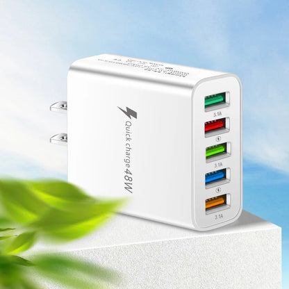 48W USB Charger Fast Charging QC3.0 Wall Charger Adapter For iPhone 14 13 Samsung Xiaomi Mobile Phone Charger 5 Ports EU US Plug