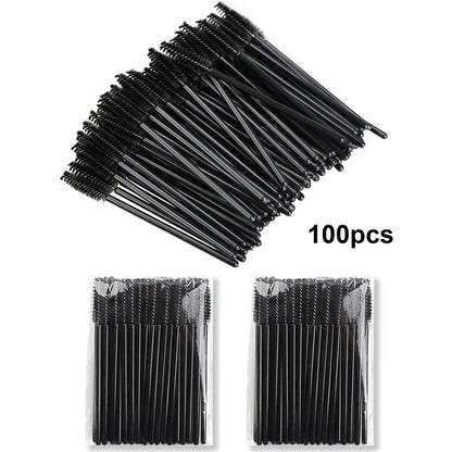 100pcs Disposable Eyelash Brushes – Spoolies & Mascara Wands