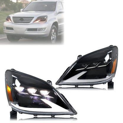 LED Headlights for Lexus GX470 2003-2009 Sequential Turn Signal Start-up Animation DRL Projector Front Lamps Assembly