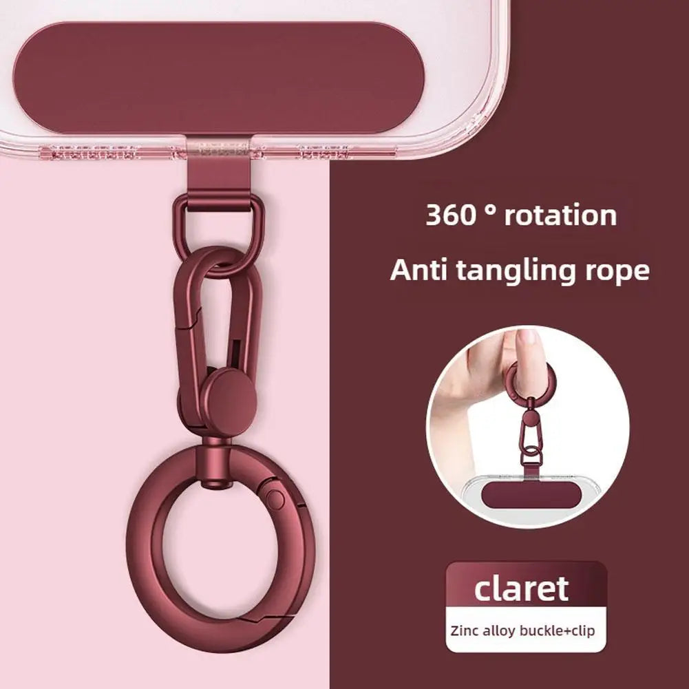 Metal Phone Lanyard Gasket Patch Rotatable Metal Buckle Hanging   Steel Clip Card Cord Tab Mobile Phone Accessories