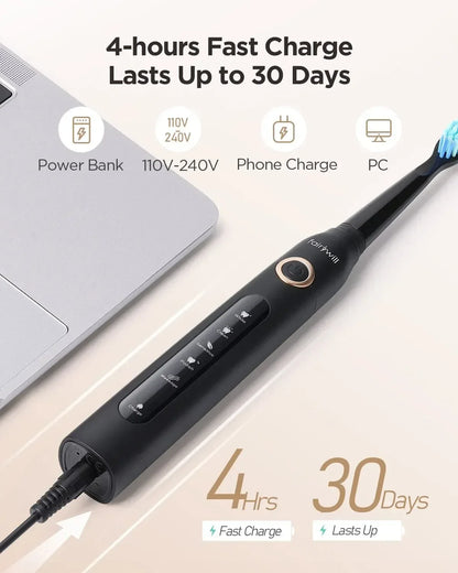 Fairywill Electric Sonic Toothbrush USB Charge FW-507 Rechargeable Waterproof Electronic Tooth Brushes Replacement Heads Adult - Urbizia