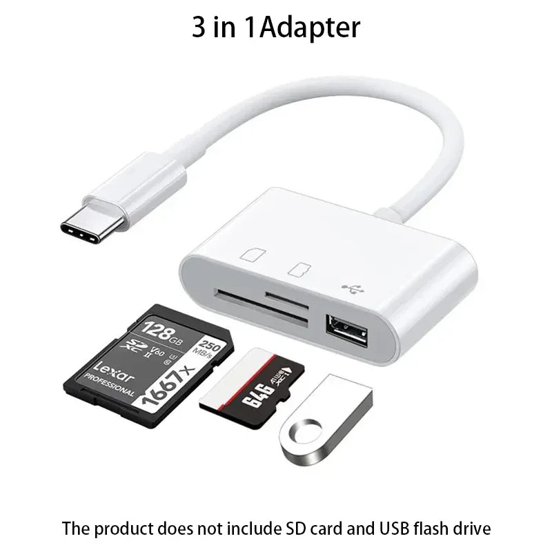 3-in-1 Type-C Card Reader OTG Adapter (TF/SD/USB)