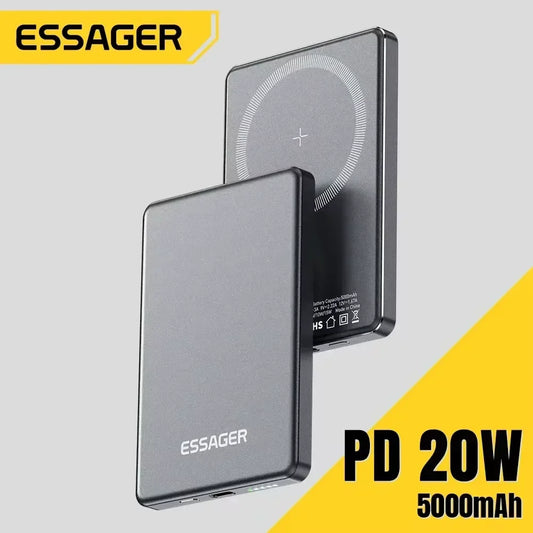 Essager 5000mAh Slim Magnetic Wireless Power Bank 20W