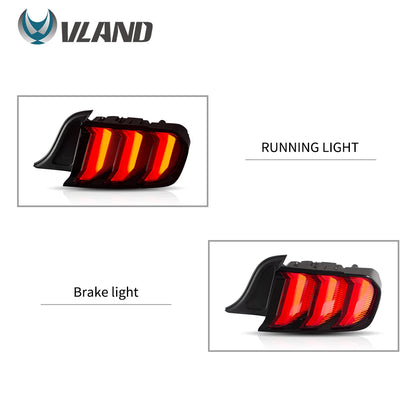 VLAND LED Tail Lights for Ford Mustang S550 2015–2023 Sequential Turn Signal 5 Modes Rear Lamps Assembly