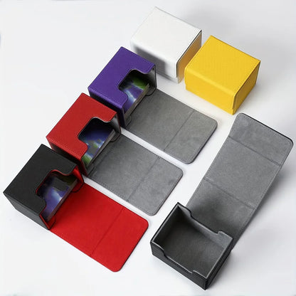 Premium Pu Leather Card Storage Box Large Capacity Sleek Minimalist Style For Sport Cards  Game Decks Durable Portable Organizer
