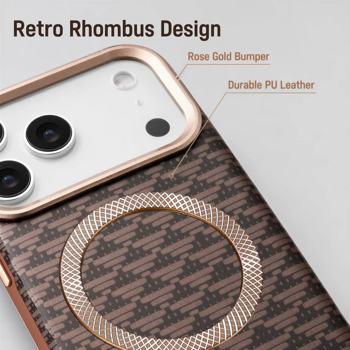 ESEBLE Detachable Magnetic Card Holder Phone Case For iPhone 18 17 16 Pro Max Luxury Vintage Woven Pattern PU Leather MagSafe Wa