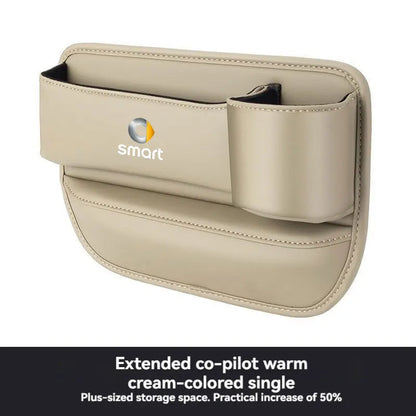 Leather Car Seat Gap Organizer Filler Side Storage Pocket With Cup Holder with logo For smart fortwo forfour 453 451 450 Car