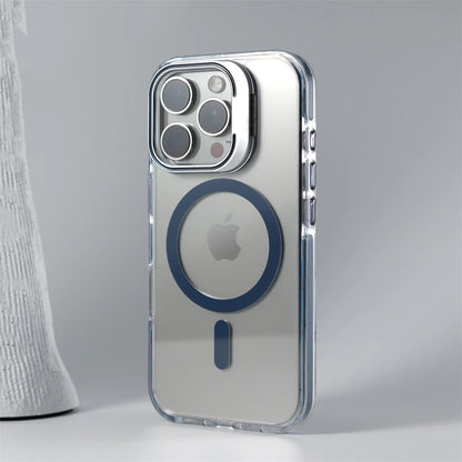 Luxury Lens Holder Shockproof Magnetic Case For iPhone 16 15 14 Plus 13 12 17 Pro Max 17Air 16e Magsafe Fashion Clear Cover
