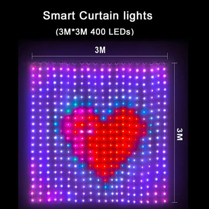 400 LED Smart Curtain Lights – App-Controlled Music Sync Fairy Lights