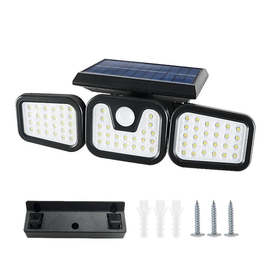 STAARICC Solar Lights Outdoor LED High Brightness Solar Motion Sensor Light 3 Heads 270° Wide Angle Illumination IP65 Waterproof