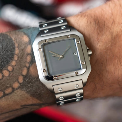 CILOA Silver Square Watch Men's Simple High Quality Light Luxury Gift Fashion Waterproof Compact Quartz Watch