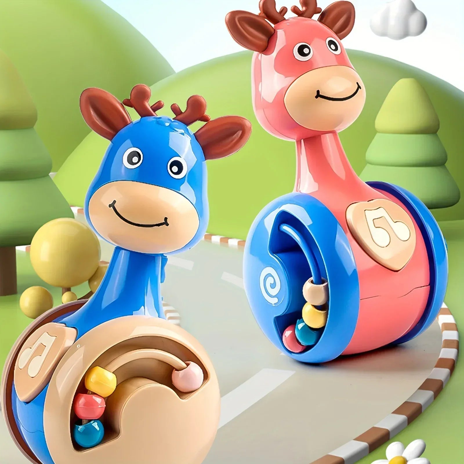 Fawn Sliding Tumbler Toy Rattle Baby Educational Early Education Gift Toy for Baby - Urbizia